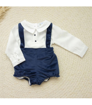 ▶️  Peto Marino Terciopelo Con  Camisa al por mayor DF260041 | Top Baby
