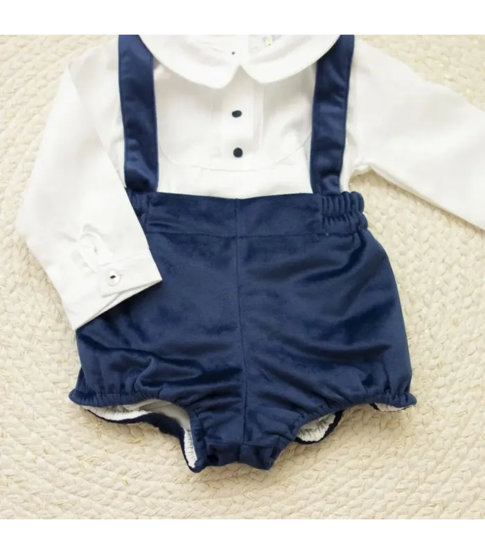 ▶️  Peto Marino Terciopelo Con  Camisa al por mayor DF260041 | Top Baby