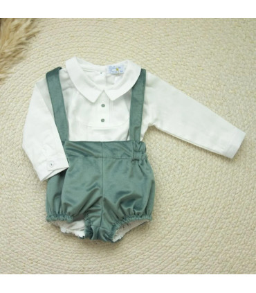 ▶️  Peto Verde Terciopelo Con Camisa al por mayor DF260040 | Top Baby