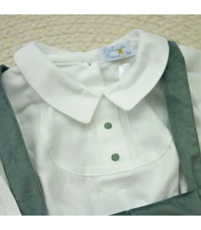 ▶️  Peto Verde Terciopelo Con Camisa al por mayor DF260040 | Top Baby