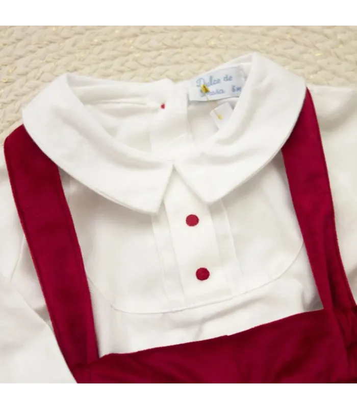 ▶️  Peto Rojo Terciopelo Con Camisa al por mayor DF260022 | Top Baby