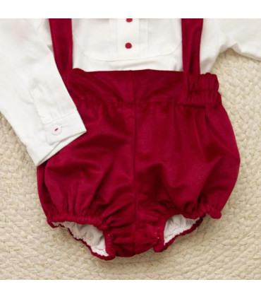 Peto Rojo Terciopelo Con Camisa