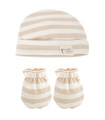 Pack Gorro y Manoplas Bebé Raya Ancha Calamaro Purest