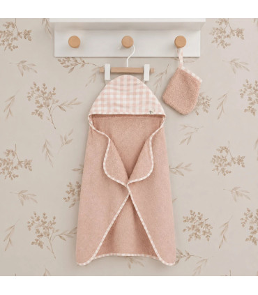 ▶️  Capa de Baño Rosa 100x70 y Manopla  ROSA