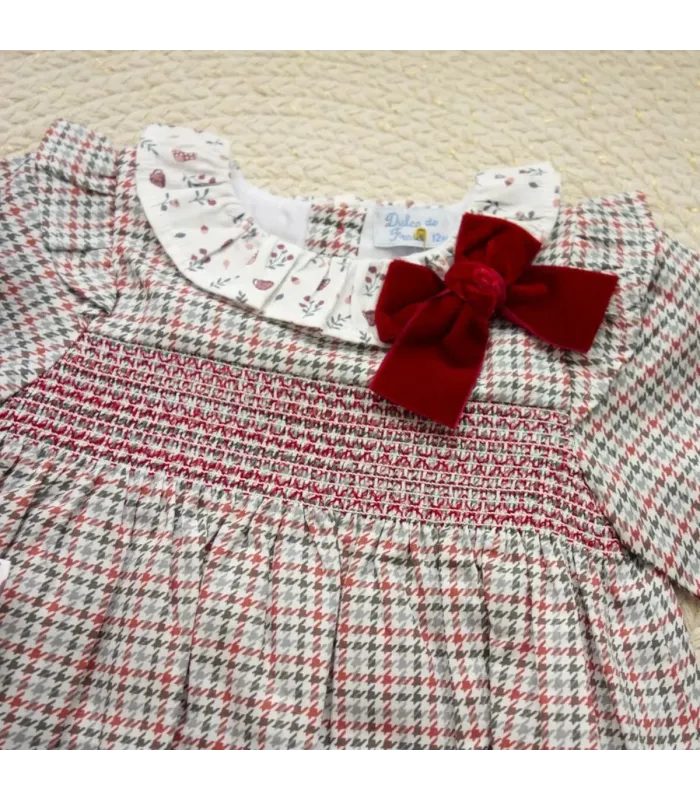 ▶️  Vestido Pata De Gallo En  Rojo.