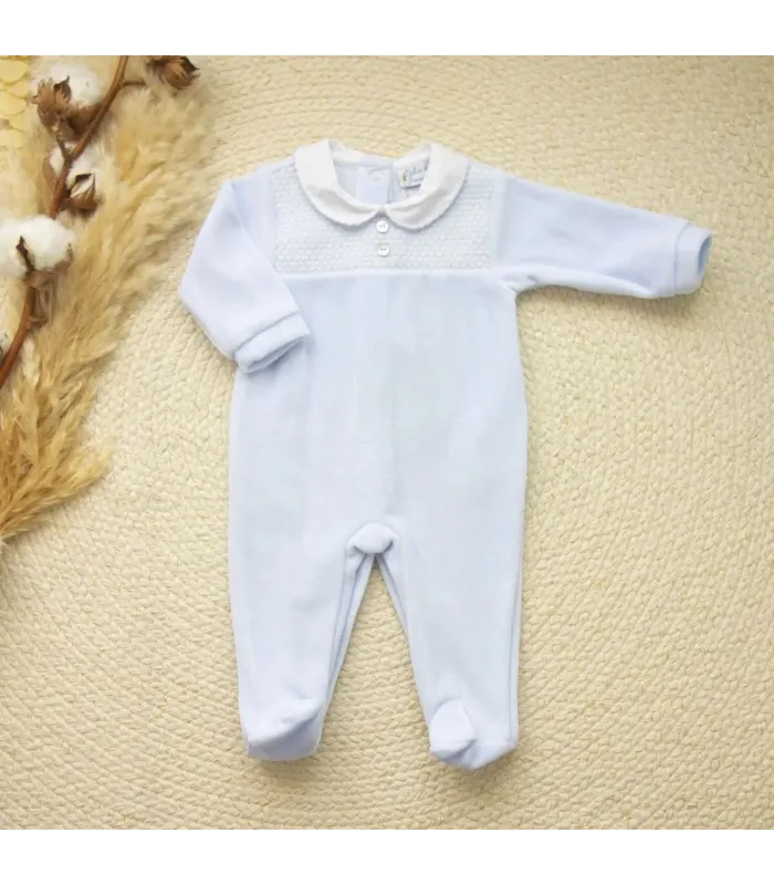 ▶️  Pelele Pespunte Celeste al por mayor DF250003 | Top Baby