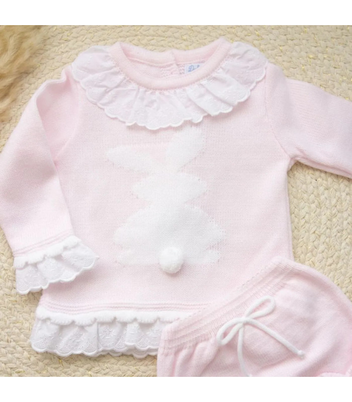 ▶️  Conjunto Jersey Y Braguita Conejito Con Pompon.