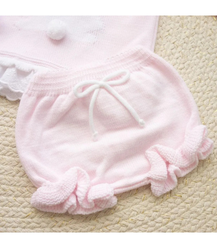 ▶️  Conjunto Jersey Y Braguita Conejito Con Pompon.