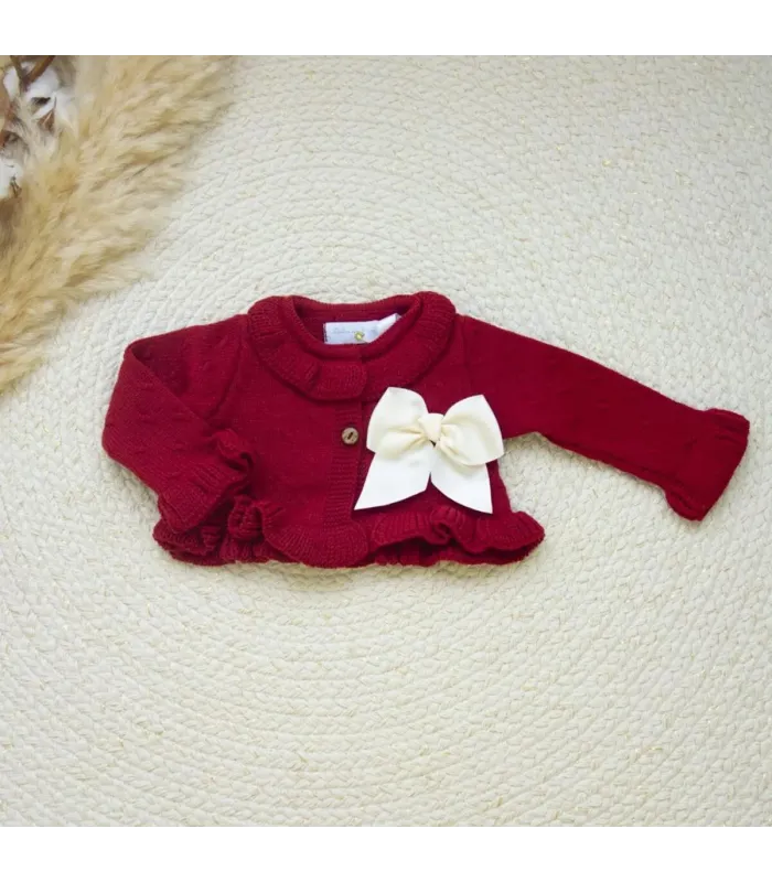 ▶️  Chaqueta Nudos Guinda Con Lazo Gross al por mayor DF24026 GRANATE | Top Baby