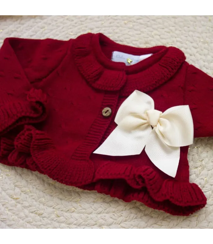 ▶️  Chaqueta Nudos Guinda Con Lazo Gross al por mayor DF24026 GRANATE | Top Baby