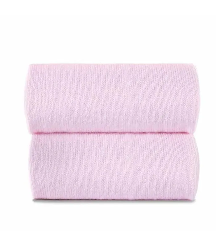 Calcetín Alto Liso Cóndor Rosa 500 de algodón para bebé y niño, detalle punto liso.