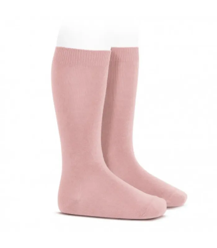 Calcetín Alto Liso Cóndor Rosa Palo 526 de algodón para bebé y niño, foto catalogo.