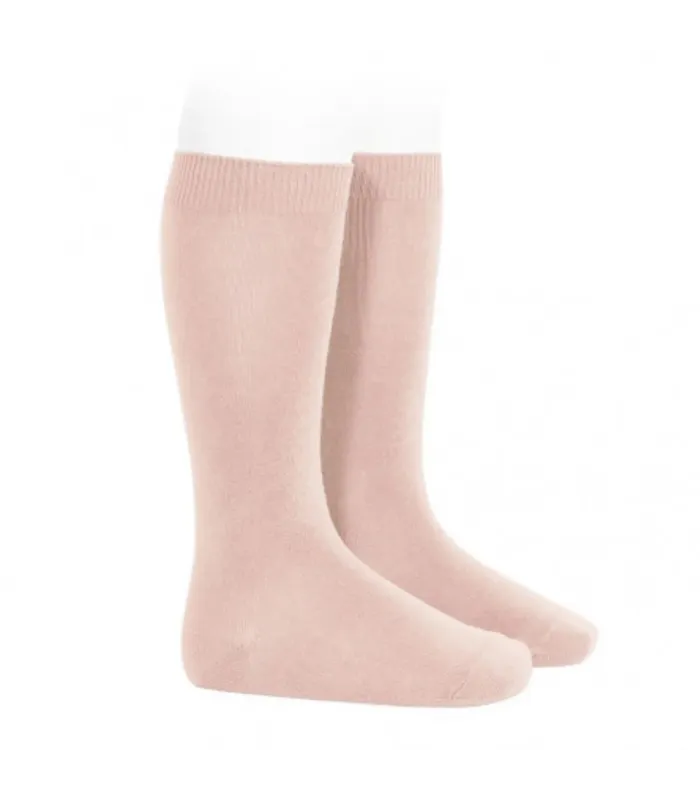 Calcetín Alto Liso Cóndor Rosa Empolvado 544 de algodón para bebé y niño, foto catalogo.