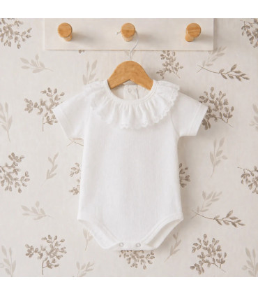 Body plumetilla blanco bebé volante verano