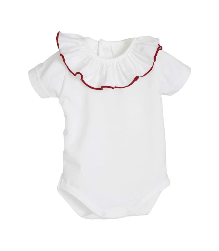 Body bebé vibrante rojo cuello volante Calamaro Titán Viu, foto catalogo.