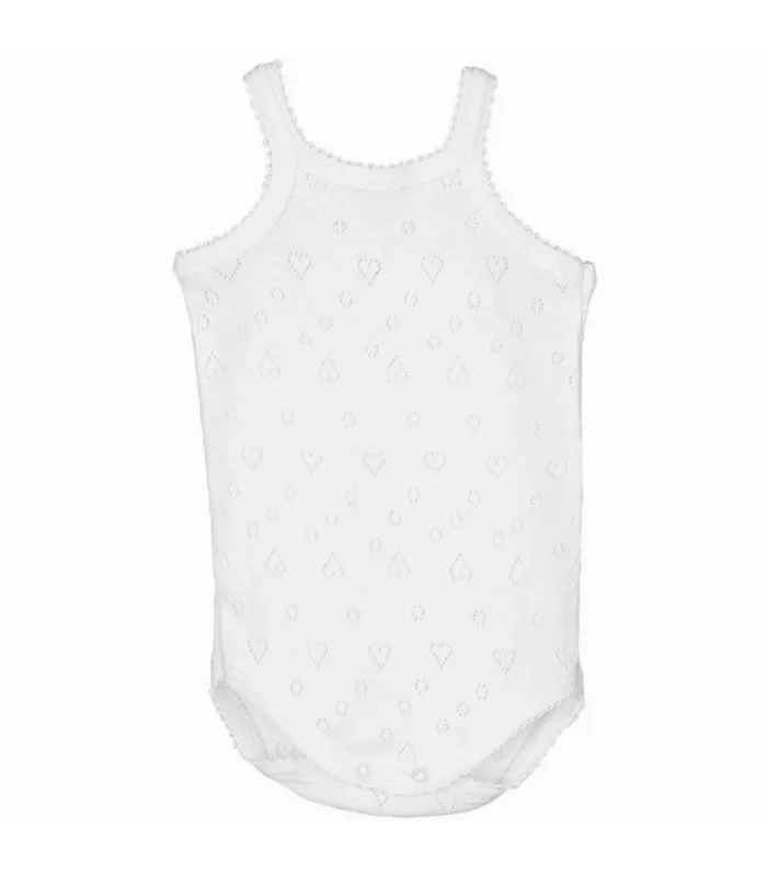 body bebé blanco tirantes calado corazones algodón verano transpirabl, foto catalogo.