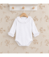 Body bebé blanco con cuello y puños de puntilla de algodón suave Calamaro para recién nacido