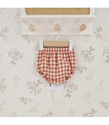 Pololo bebé terracota vichy algodón cintura elástica diseño cálido cómodo clásico invierno