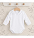 Body bebé blanco cuello bordado gris Calamaro Bel