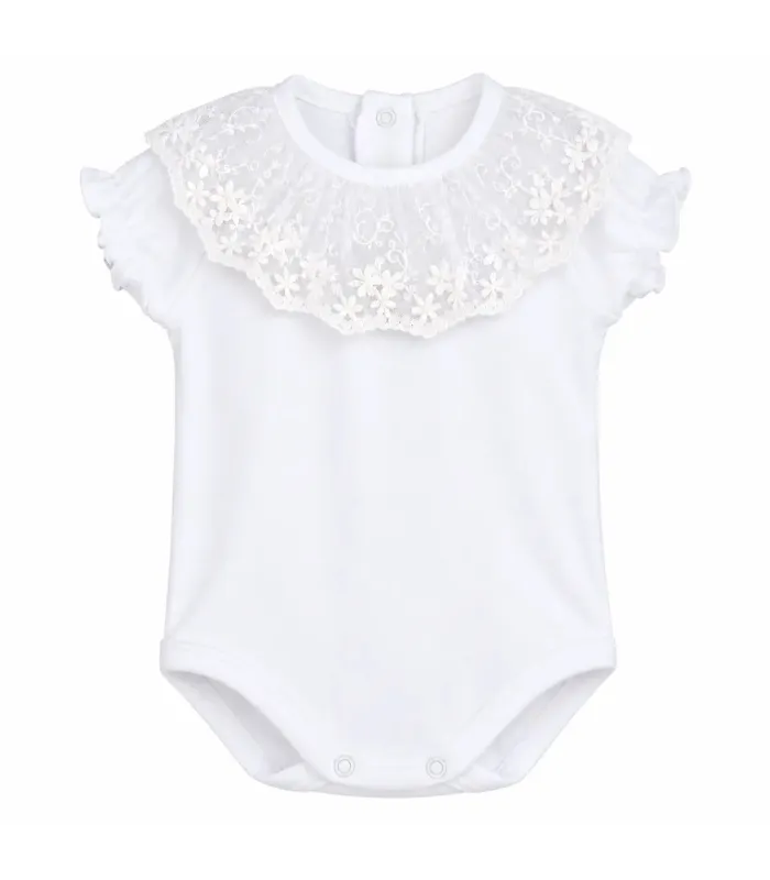 Body bebé bordado blanco cuello calado Calamaro Tuly