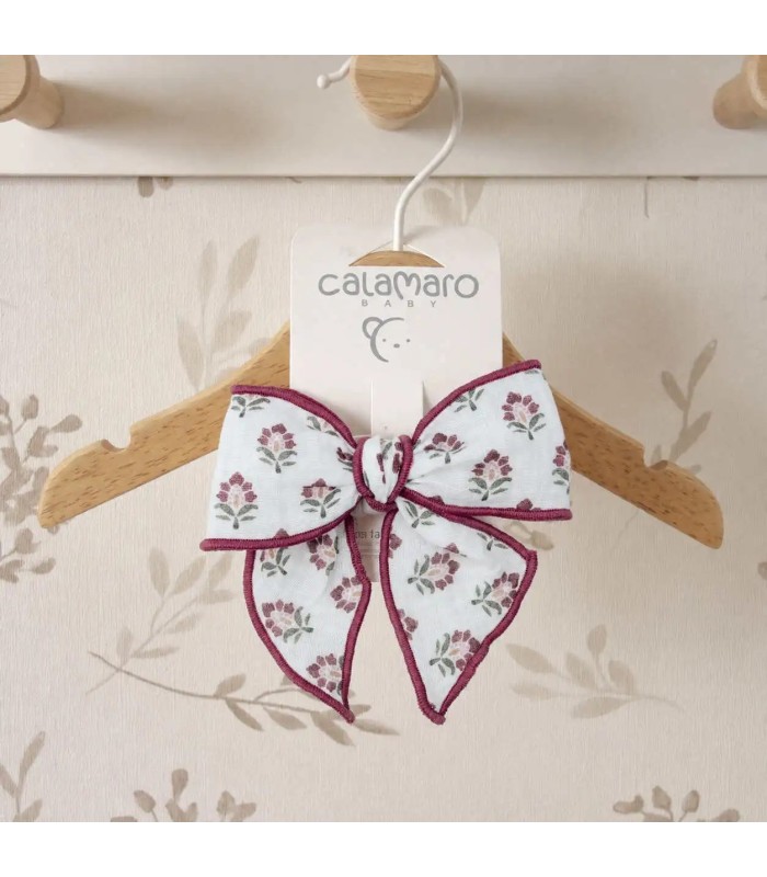Lazo Pelo pinza berenjena floral niña tejido suave pinza detalle elegante