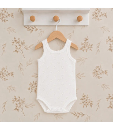 body bebé blanco tirantes calado corazones algodón verano transpirable