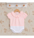body bebé rosa plumeti cuello volante algodón relieve detalle verano elegante