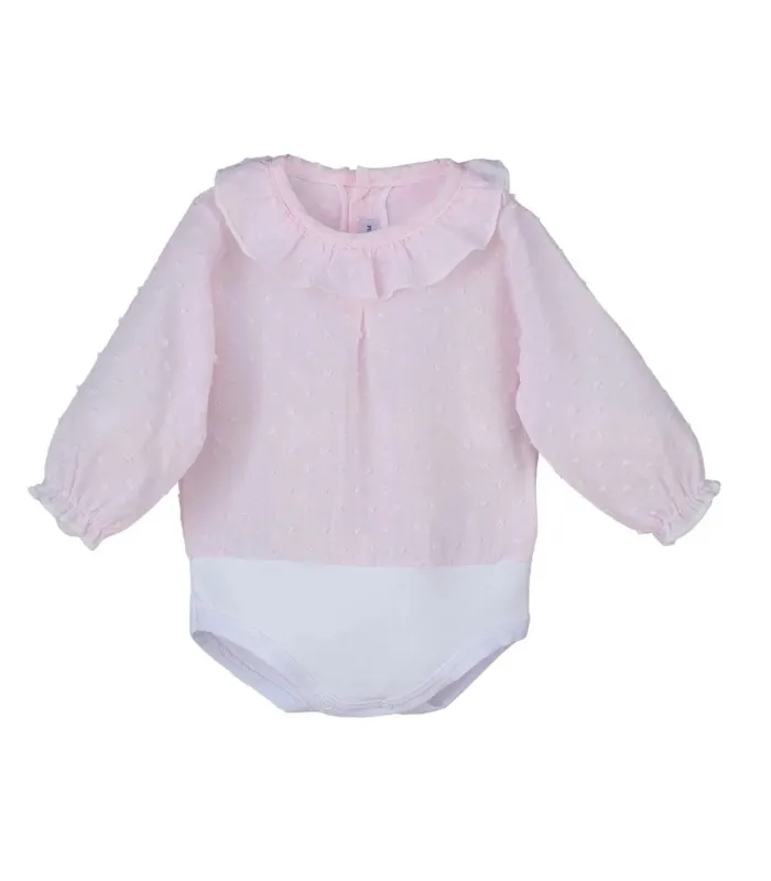 Body camisa bebé rosa plumeti Calamaro