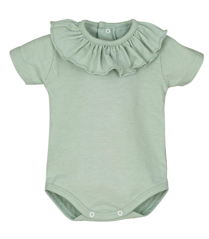 body bebé mint cuello volante amplio algodón suave detalle verano fresco elegante, foto catalogo.