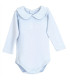 body bebé azul cuello clásico manga larga algodón elastano elegante cómodo,foto catalogo