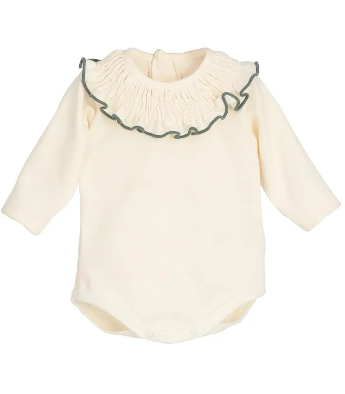 body bebé mint volante ribete manga larga algodón elastano elegante cómodo, foto catalogo