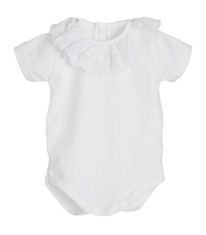 body bebé blanco liso algodón suave detalle verano básico cómodo, foto catalogo.
