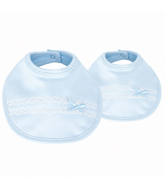 Pack  De 2 Baberos  Puntillas Celeste