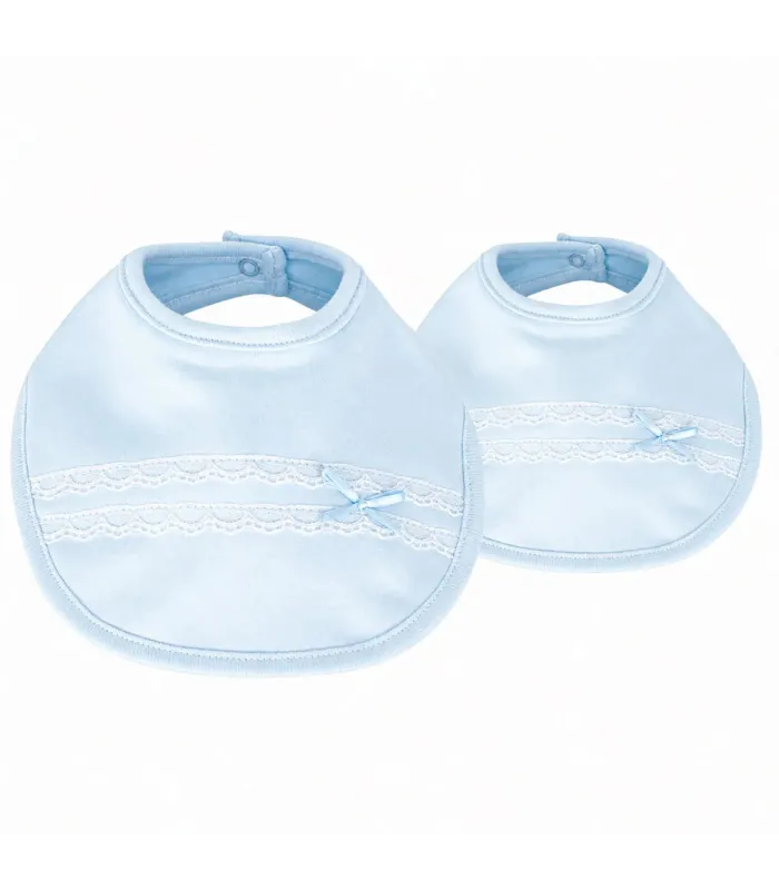 Pack  De 2 Baberos  Puntillas Celeste