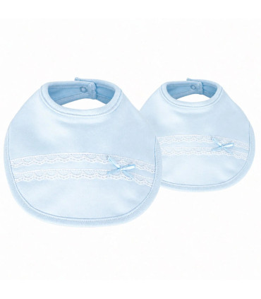 Pack  De 2 Baberos  Puntillas Celeste