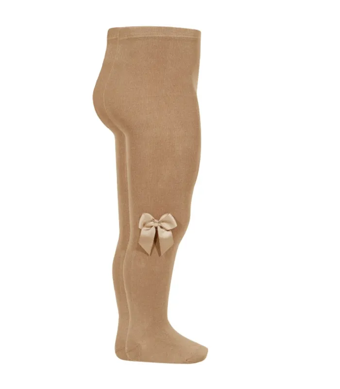 Leotardo Liso con Lazo Grosgrain Cóndor Camel para Bebé y Niña