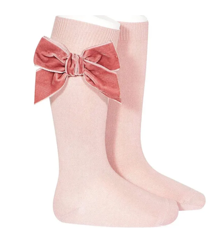 Calcetín Lazo Terciopelo Cóndor Rosa Palo
