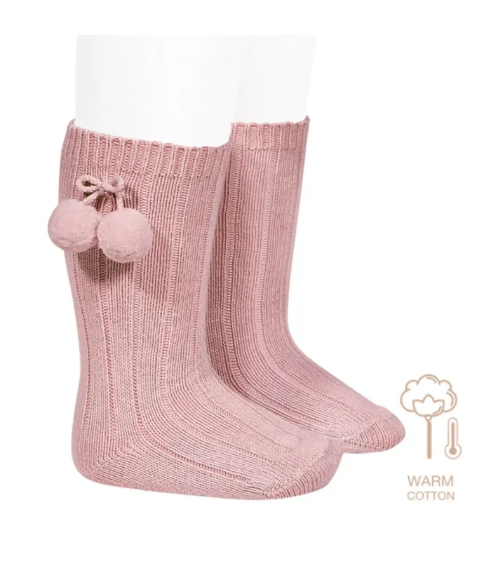 Calcetín Canalé Borlas Cóndor Rosa Palo