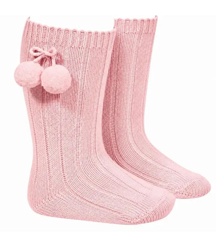 Calcetín Canalé Borlas Cóndor Rosa