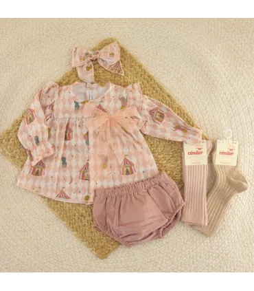 Jesusito bebé rosa Calamaro Mistral de algodón con estampado infantil y braguita a juego