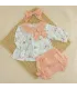 Jesusito bebé verde Calamaro Simún de algodón con estampado infantil, cuello vichy coral y braguita a juego