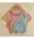 Conjunto pololo niña terracota Calamaro Siroco con blusa floral y pololo verde agua