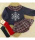 Conjunto pololo bebé marino Navidad 100% algodón jersey copo de nieve y cuadros