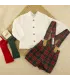 Conjunto pololo bebé niño verde Galerna 100% algodón cuadros con tirantes