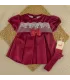 Vestido niña granate Navidad Jaloque con lazo y detalles de encaje