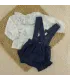 Conjunto pololo niña azul Levante 100% algodón blusa estampada y pololo cuadros
