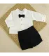 Conjunto pantalón niño negro Alisio camisa blanca con pajarita y pantalón