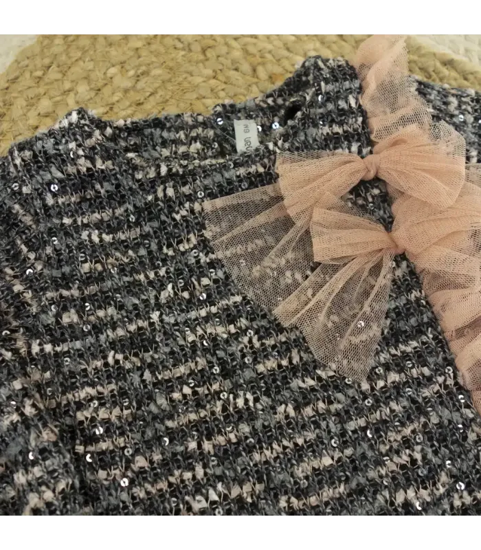 Vestido niña gris y rosa Lips