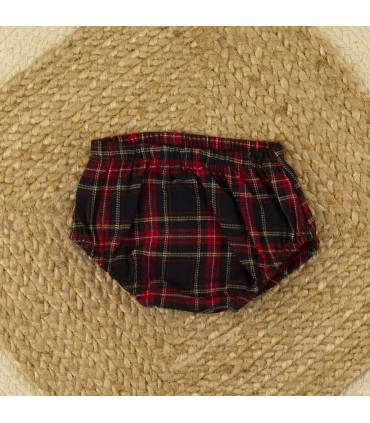 Cubrepañal rojo escocés Calamaro para niño con estampado de cuadros rojos, negros y beige