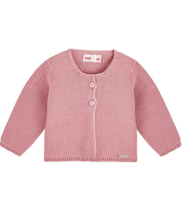 Chaqueta larga Cóndor Rosa Palo 526 de punto bobo con botones delanteros